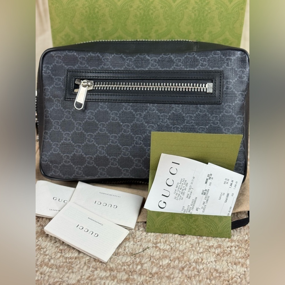 Gucci Web Strap Sling Bag GG Coated Canvas Small.